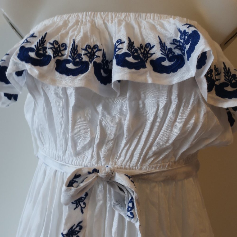 NWT TINA DEMEL RUFFLE SLEEVELESS HIGH LOW DRESS L* - Picture 5 of 8